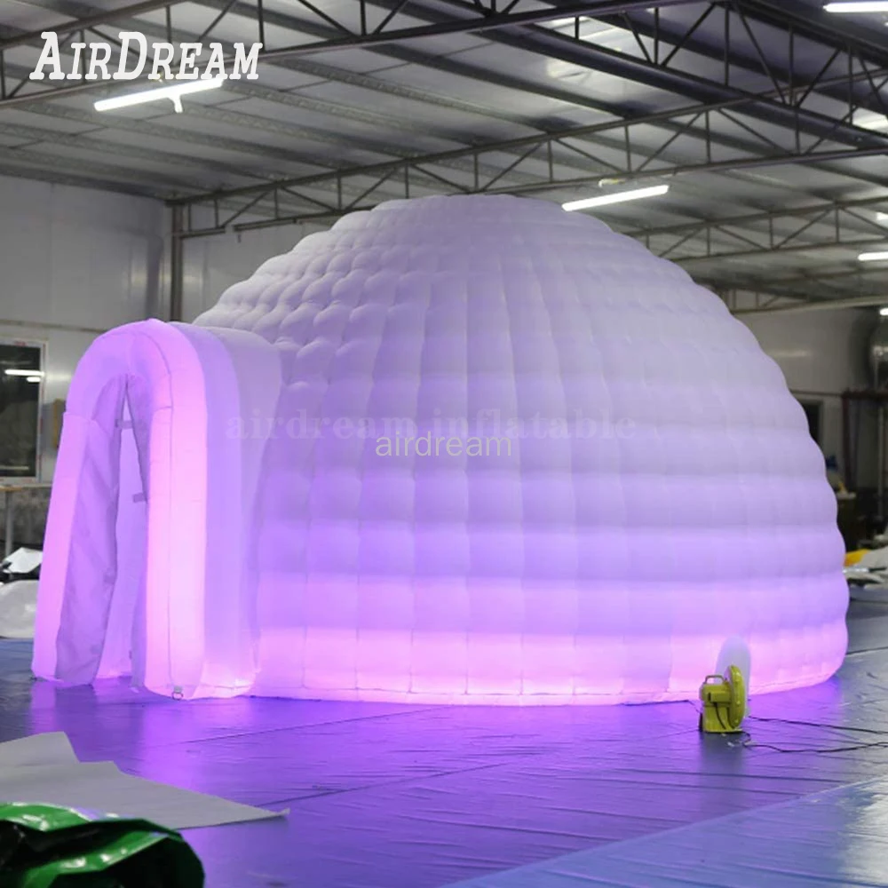 

Custom oxford cloth 5mD Inflatable Igloo Dome Tent with Air Blower(White, Two Doors) Structure Workshop for Event Party Wedding