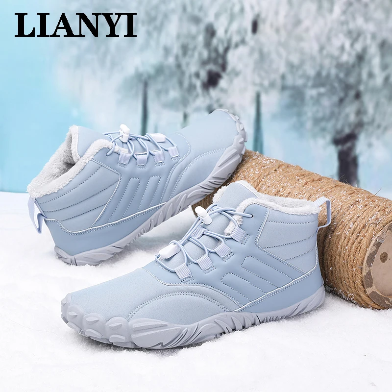 

LIANYI Winter Couple Snow Boots Women's Style Fresh and Simple Waterproof Warm Soft Sole Fleece Lined Hiking Shoes Men's Style