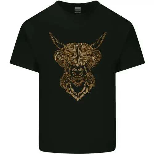 A Highland Cow Drawing Mens Cotton T-Shirt Tee Top