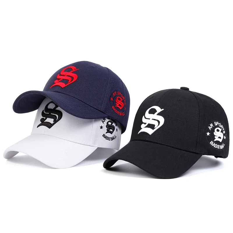 Unisex Gothic S Letter Embroidery Side AR SPORT Baseball Caps Spring Autumn Outdoor Adjustable Casual Hats Sunscreen Hat