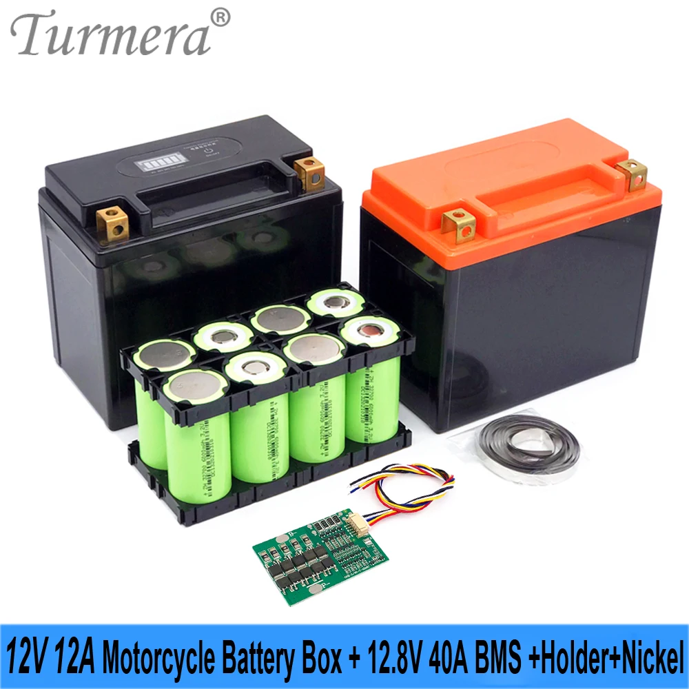 Turmera 12V 12Ah pojemnik na baterie motocyklowe 12.8V 4S 40A balans BMS z 2X4 32700 uchwyt wspornika do wymiany kwasowo-ołowiowego