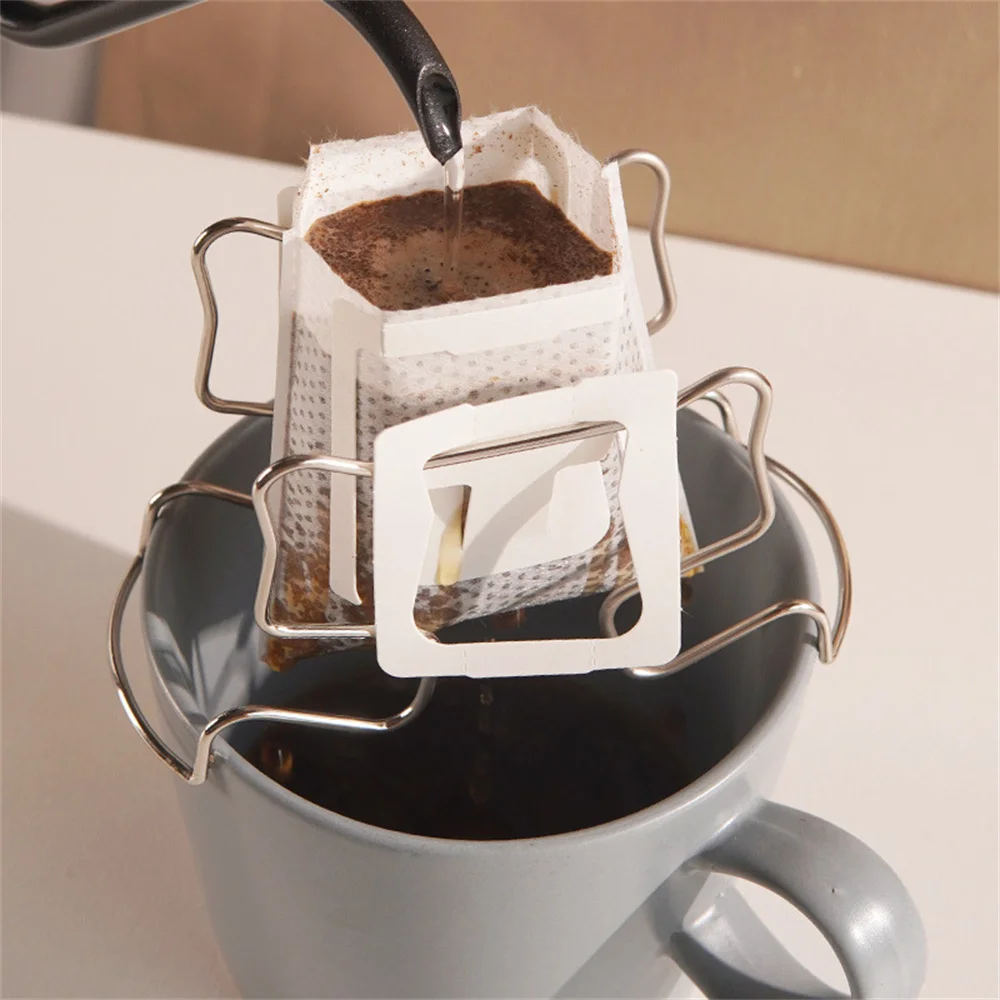 Stainless Steel Reusable Holder For Japanese Style Disposable Ears Drip Bags Coffee Cup Dripper Baskets Filter Paper Bag Shelf