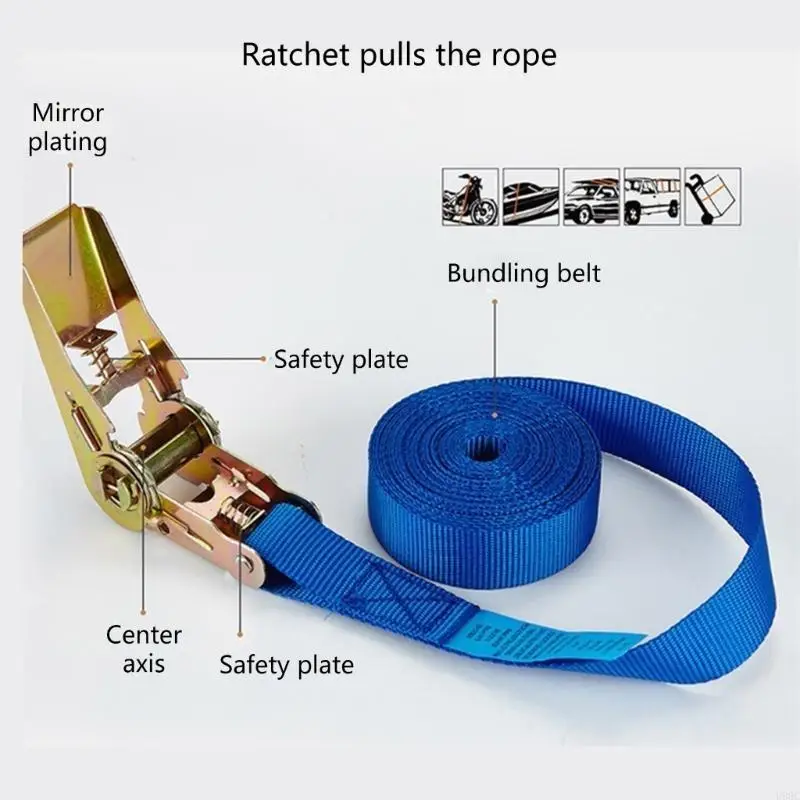 Tie Down Strap Ratchet Straps Universal for Trucks Boat 6/13/19/32ft Blue New