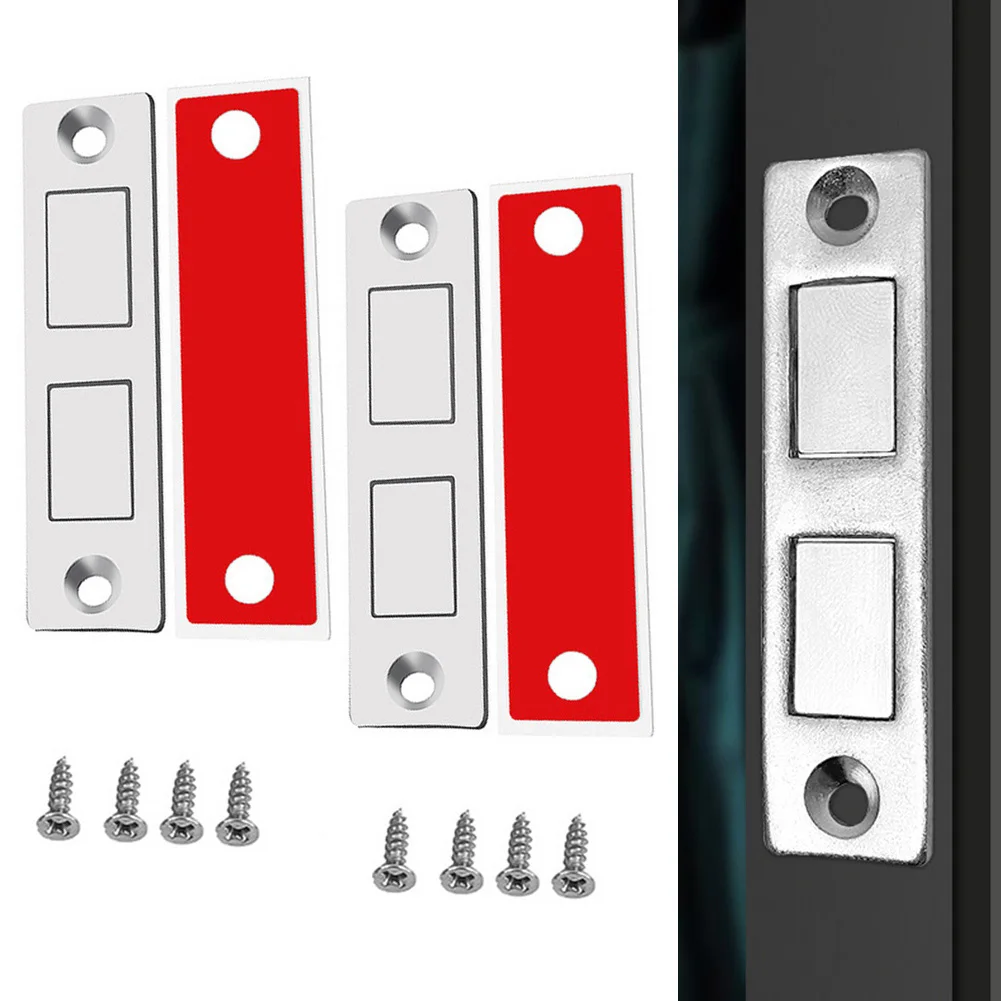 2PCS Magnetic Door Catch Latch Cabinet Magnet Door Closer Furniture Wardrobe Cupboard Screw/Sticker Invisible Magnetic Suction