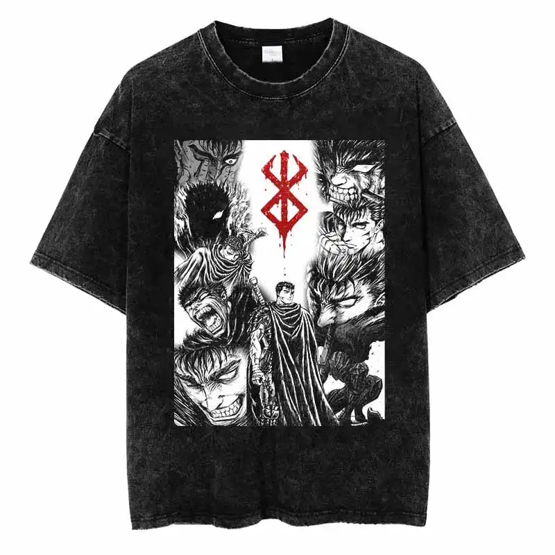 

Berserk Anime Eclipse Graphic Tee Vintage Survivor T-Shirt Men's 2026 Summer Fashion Oversize Street Top Harajuku Y2K Clothing