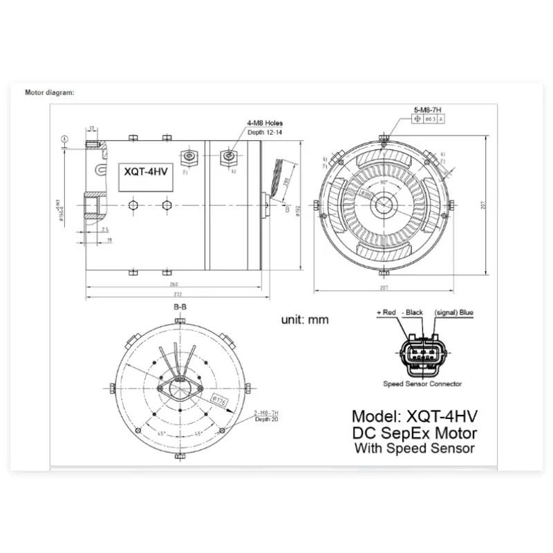 

Separately Excited DC Motor XQT-4HV Motor 48V 4KW Use For Golf Cart