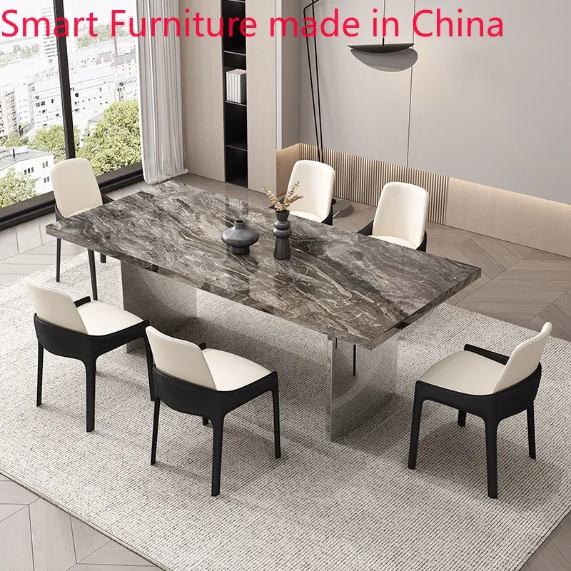 Customized Italian thickened slate dining table, high-end household table, small apartment, rectangular light luxury,