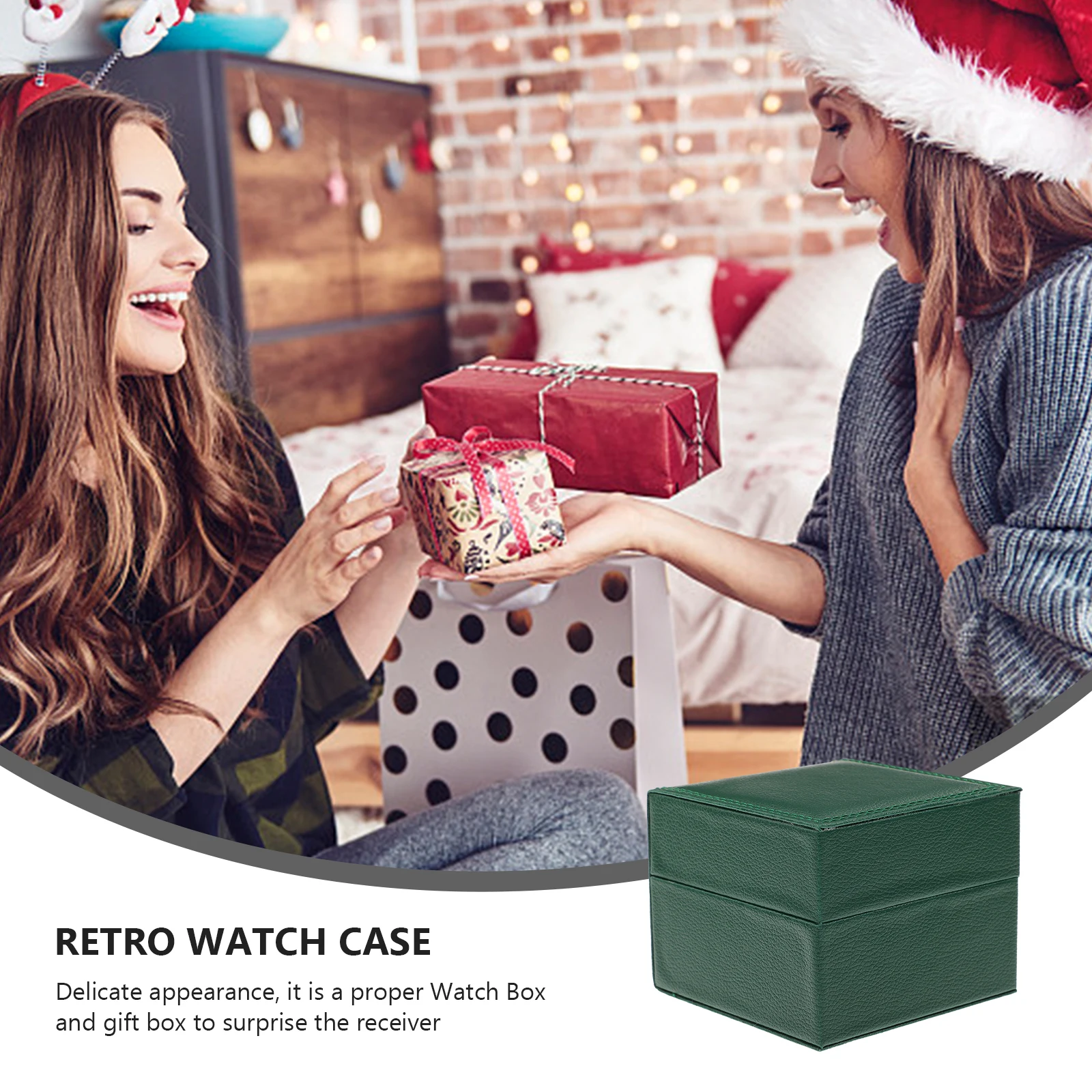 

Retro Watch PU Anti-Scratch Watch Box Storage Case Small Portable Holder Anti-Scratch Green Watches Display Jewelry Box