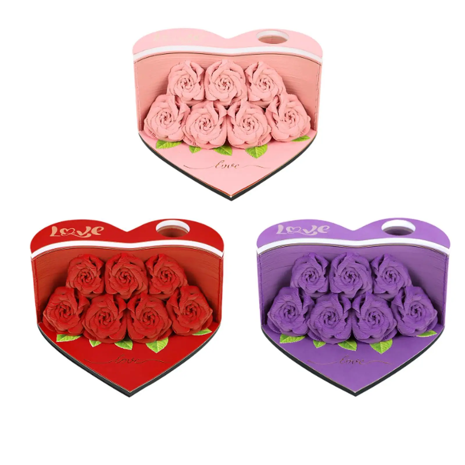 Rose Notepad 3D Memo Pad 156 Pages Paper Carving Art Ornament Tearable Paper Sculpture Notepad Note Pad for Desktop