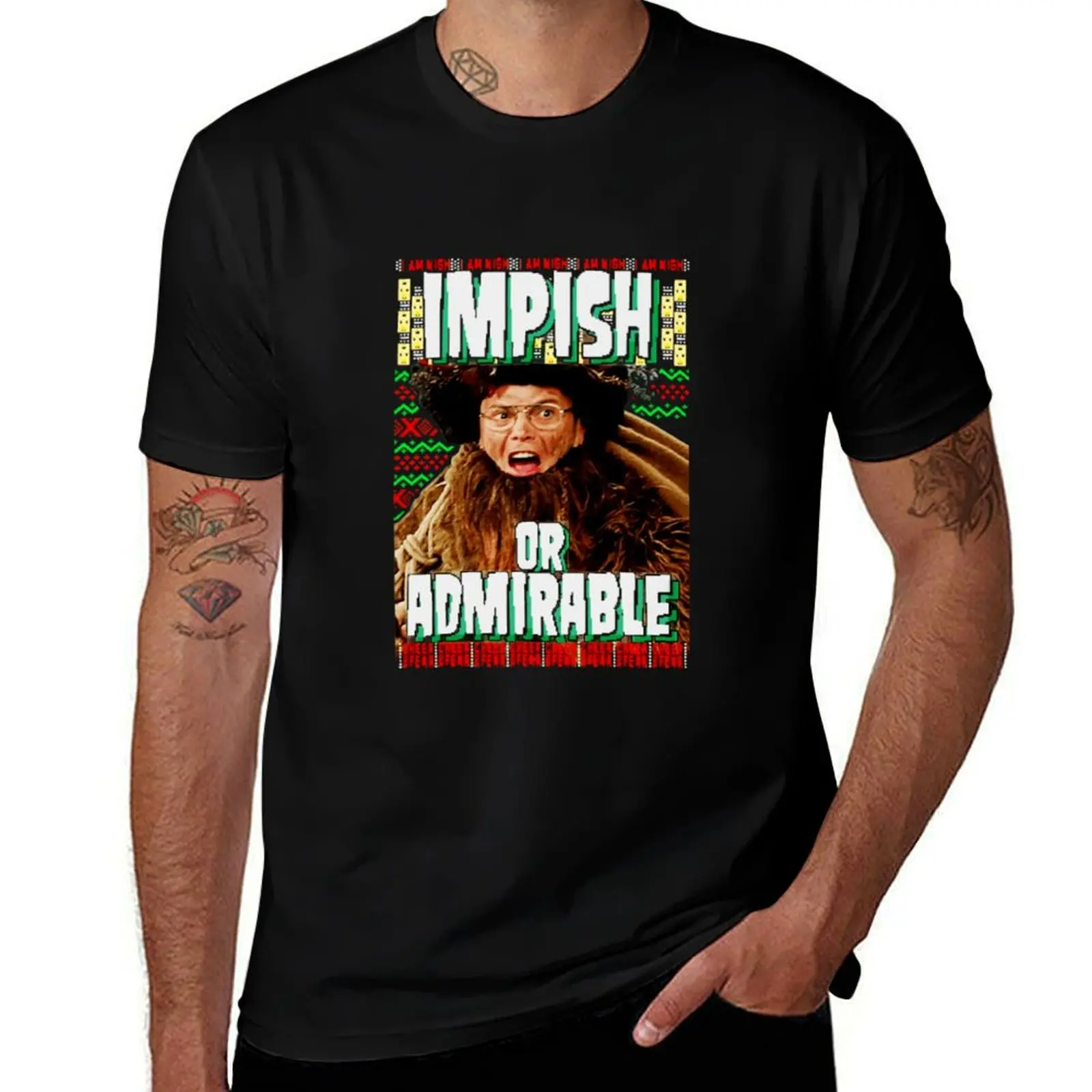 Belsnickel i am Nigh impish or Admirable Cheer Christmas Ugly Funny The Office T-Shirt High Elasticity Sports T-Shirt