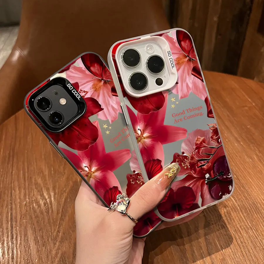 Red blooming flowers Phone for iPhone 17 to 11 Pro Max Plus