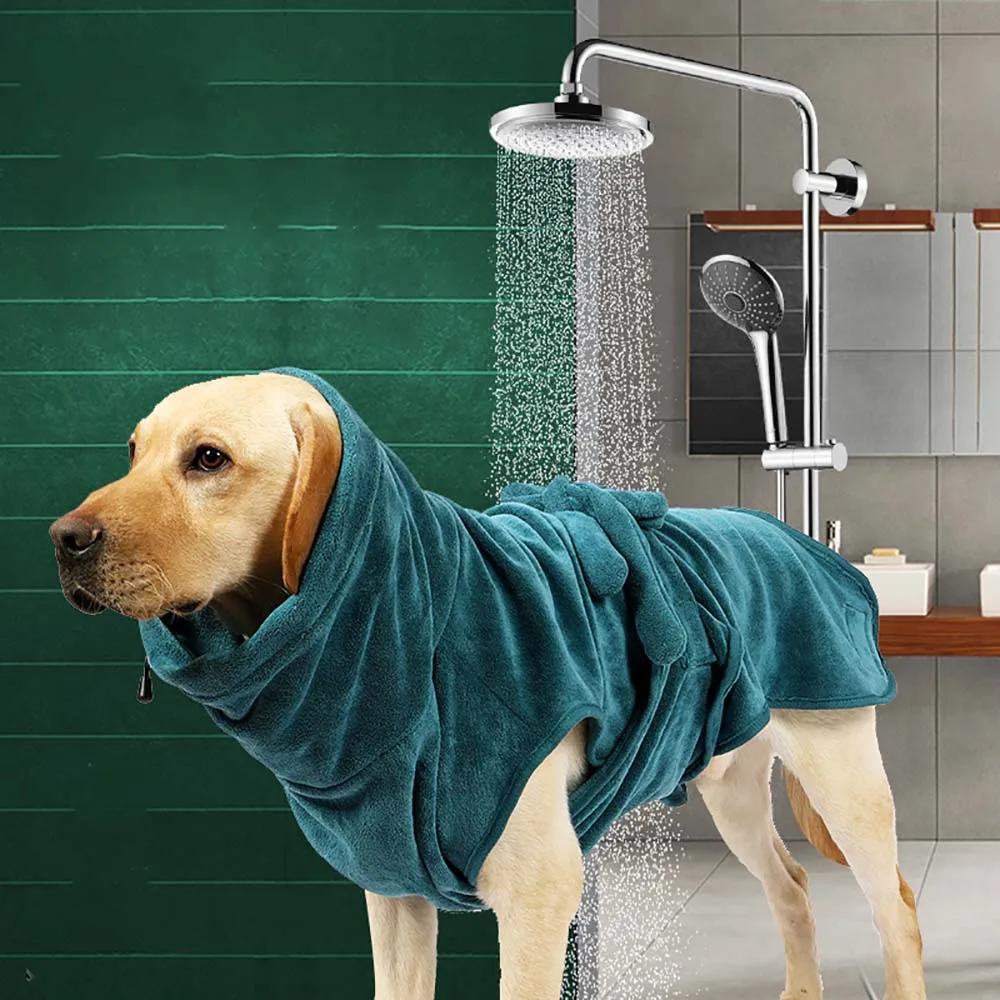 

Dog Bathrobe Strong Absorbent Bath Quick Drying Bathrobe Cotton Nylon Dog Clothes General English Wind Turquoise Green New