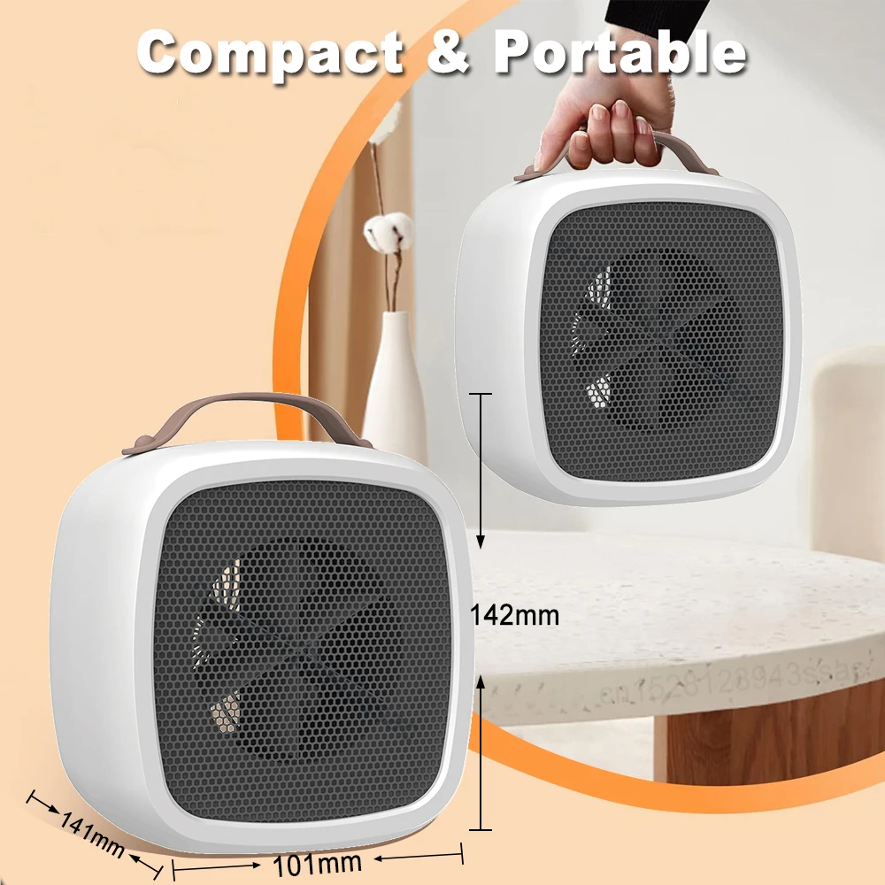 Mini calentador portátil de 500W, soplador de aire caliente ligero de calentamiento rápido para escritorio, miniventilador calefactor para interiores y oficinas para el hogar