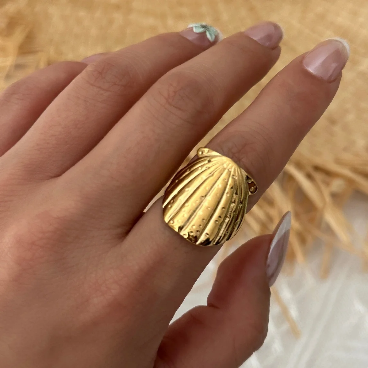 Edelstahlringe mit Muschel-, Krabben- und Blumenmotiven für Damen und Herren, Strand, Schmetterling, geometrischer Ring, Schmuck – Detail 15