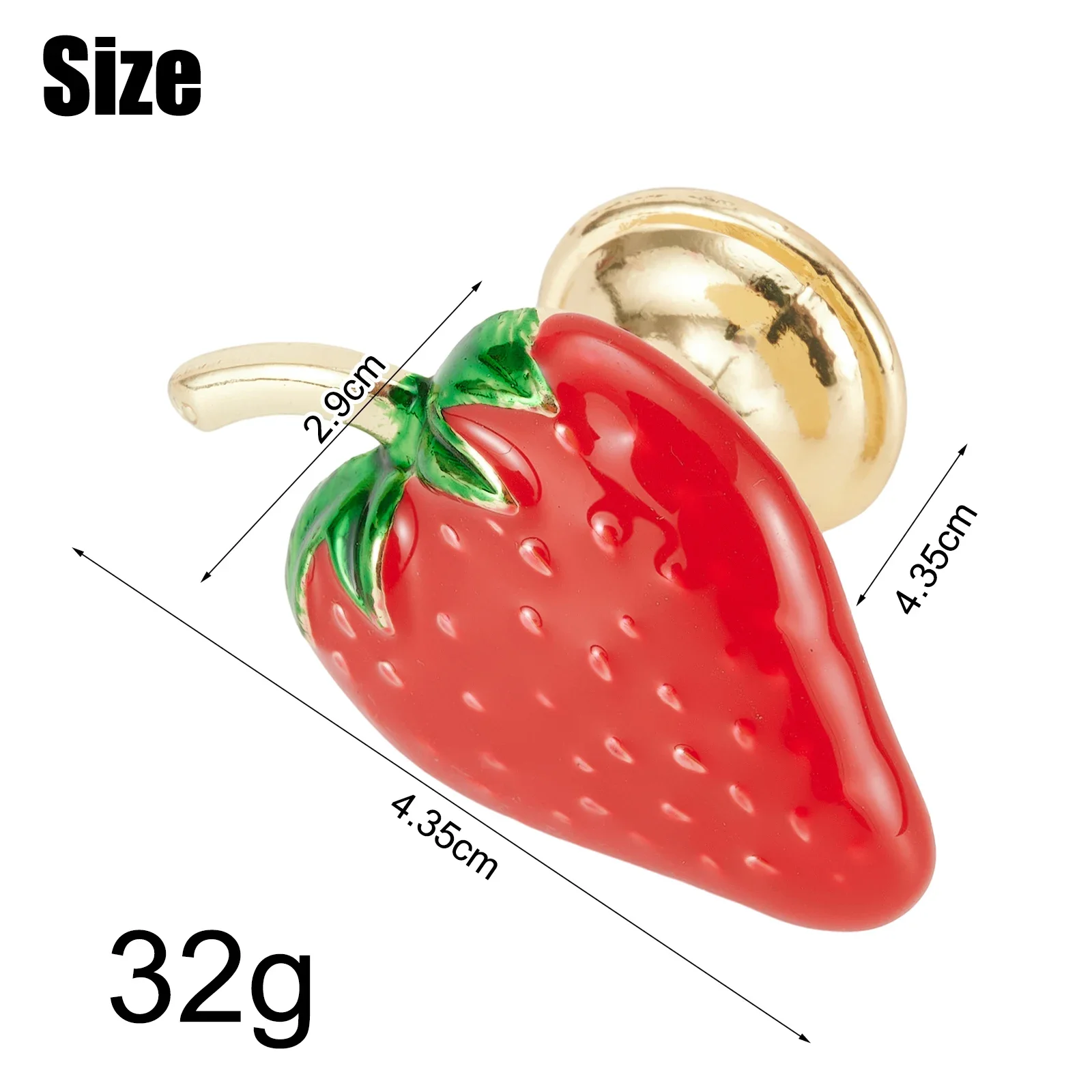 Strawberry Decor Drawer Knobs Single Hole Drawer Furniture Handle Zinc Alloy Cupboards Desk Drawers Pulls 37mmx23mmx23mm