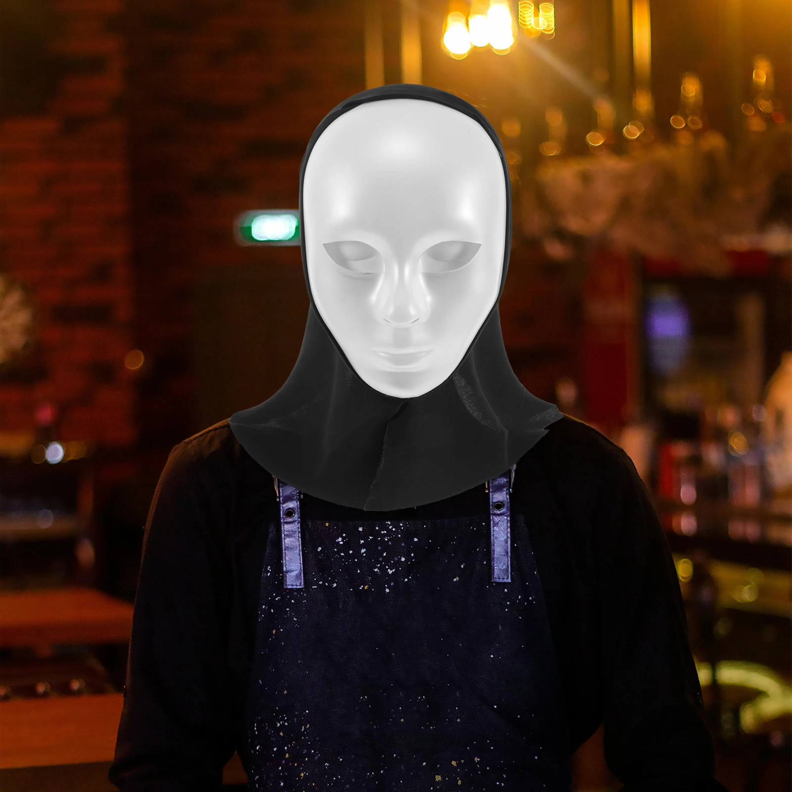 

White Full Face Mask Halloween Masquerade Costume Party Accessory Unisex Mask For Dance Stage Cosplay Venetian Ball Carnival