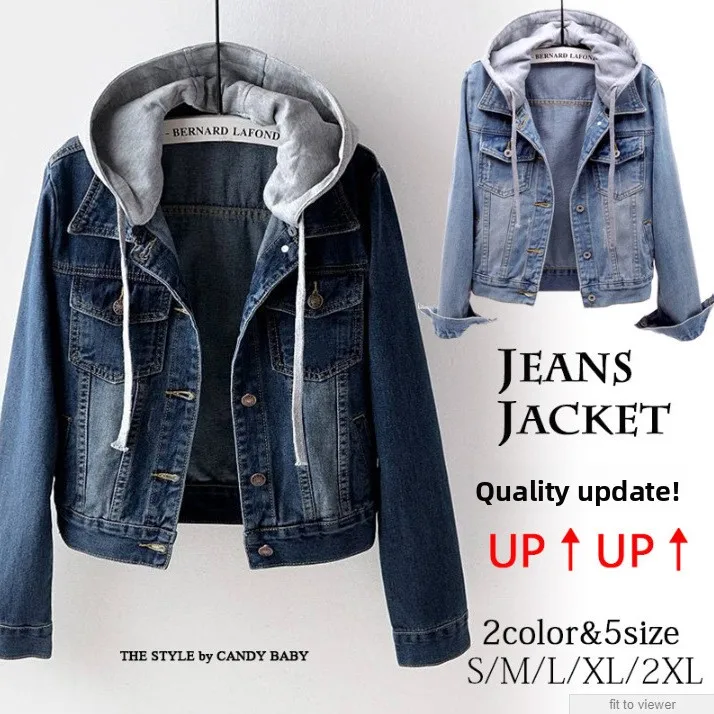 

2024, весеннее новое женское джинсовое пальто Jaet Long Sve с капюшоном, облегающее пальто в Корейском стиле, хлопковый материал