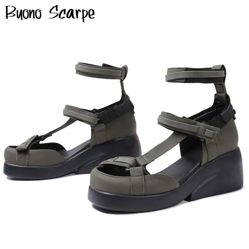 

Thick Sole Platform Wedges Modern Sandals Women Hook Loop Hollow Out Casual Pumps All Match Increasing Runway Shoes Female New