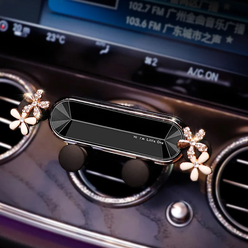 Neue Kristall Blume Schwerkraft Auto Telefon Halter Universal Starke Air Vent Clip Halterung Einstellbare Mobile Handy Ständer für Freisprecheinrichtung