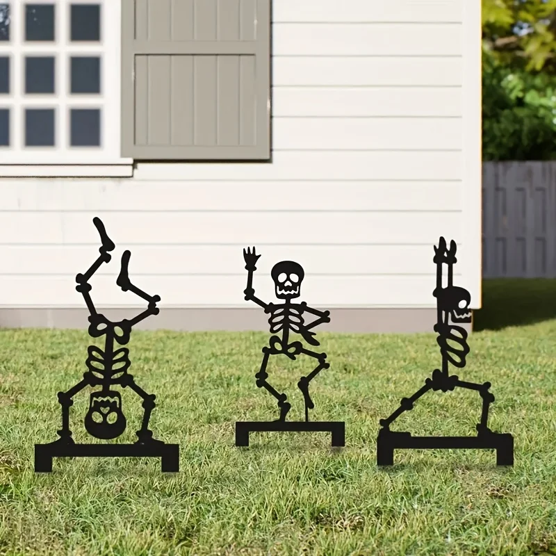 CIFBUY Metal Wall Art Iron Garden Decor Black Skeleton Ornament Exterior Yard Pot Decoration Outdoor Home Patio Ornament