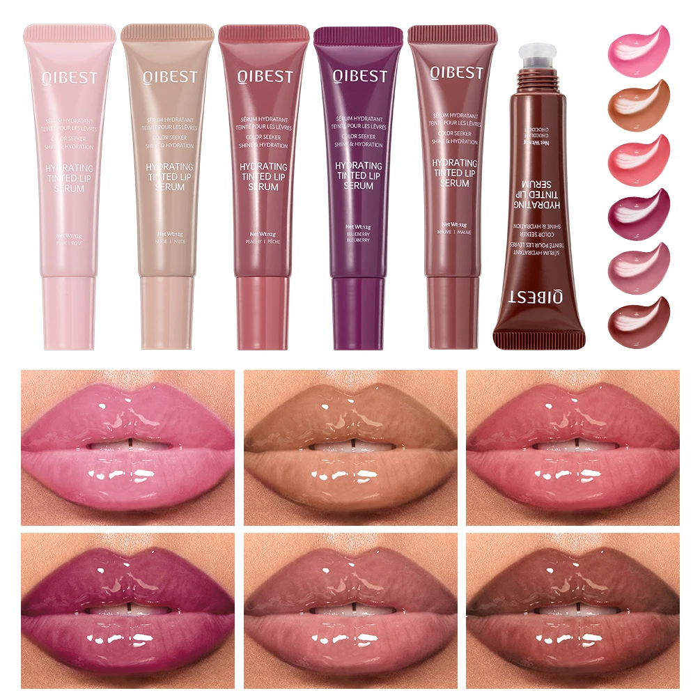 QIBEST Watery Crystal Clear Jelly Lip Oil Balm Moisturizing And Smoothing Lip Lines Pout Glass Lip Gloss Makeup Lip Stain Tint