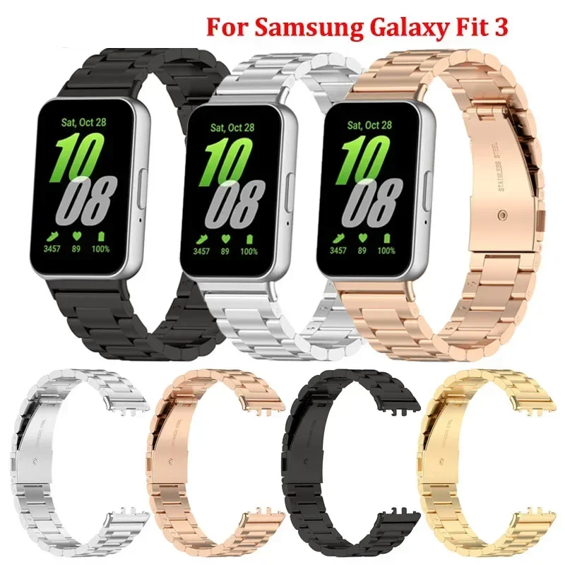 

Stainless Steel Strap For Samsung Galaxy Fit 3 Watch band Replacement Metal Bracelet For Samsung Galaxy Fit 3 SM-R390 Correa