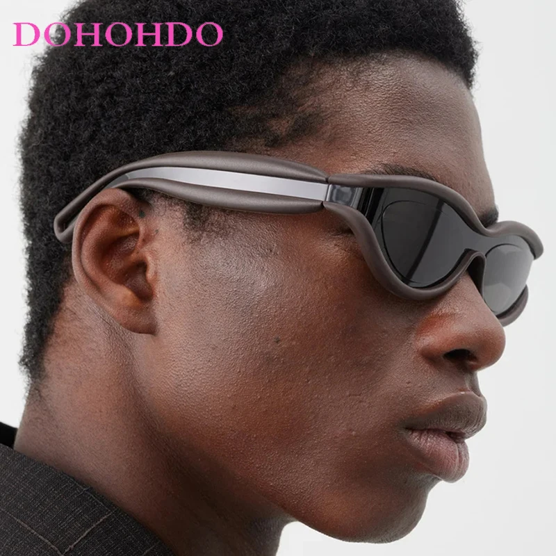 DOHOHDO New Y2k Oval Sunglasses Men Women Luxury Brand Trendy Punk Sun Glasses Male Small Frame Sunglass Streetwear Shades UV400