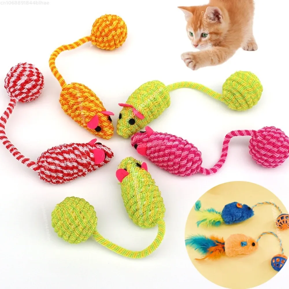 

1pcs Cat Toys Interactive Cute Soft Fleece False Mouse Colorful Feather Funny Playing Training Toy for Cats Kitten Pet Supplies