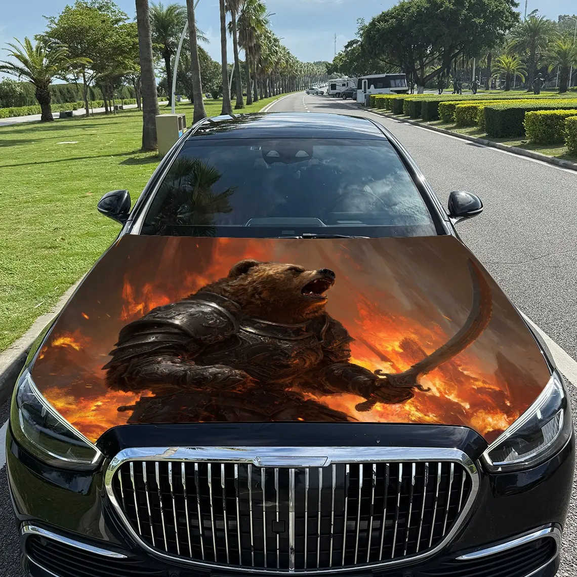 

Attack on Bear Car hood packaging sticker, PVC material, self-adhesive waterproof, anti-slip paint, car exterior decoration acce