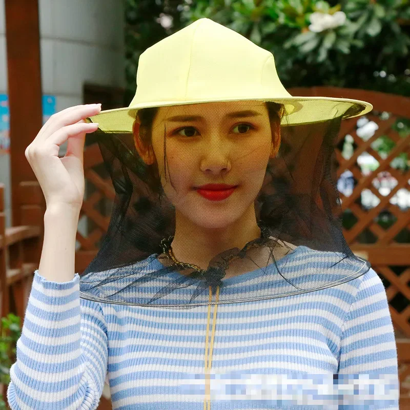 1PCS New Beekeeping Cap Camouflage Anti-Bee Cap Breathable Shade Yellow Bee Cap Beekeeping Tool