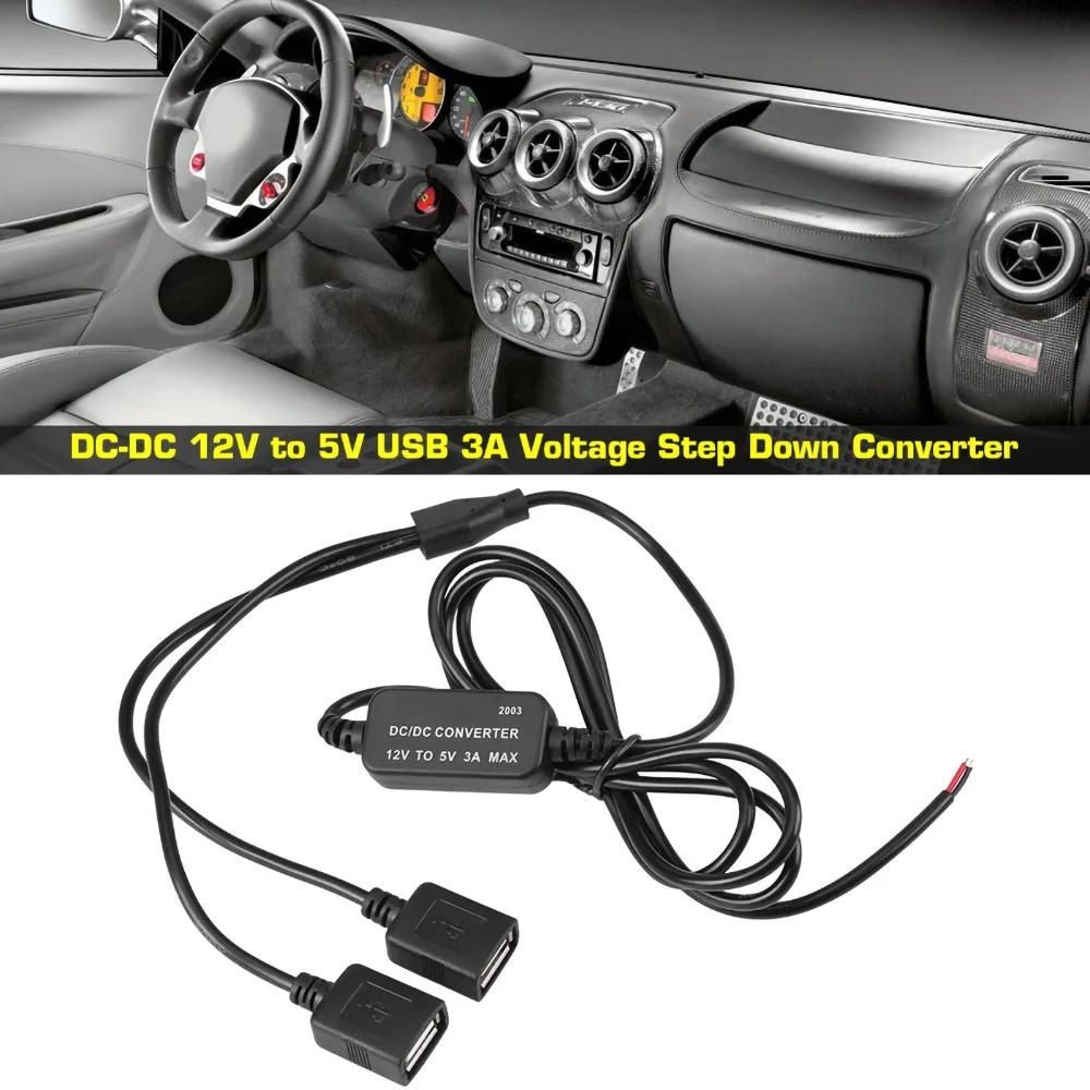 

Durable Micro USB Port DC-DC Converter 3A Current 4 Protections Voltage Step Down Regulator Double USB Converter Car Use