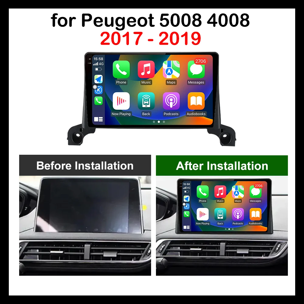 9 pollici per Peugeot 5008 4008 2017 - 2019 Car Multimedia Radio Video Player Android OS GPS Navi WiFi + 4G QLED Touch Screen BT