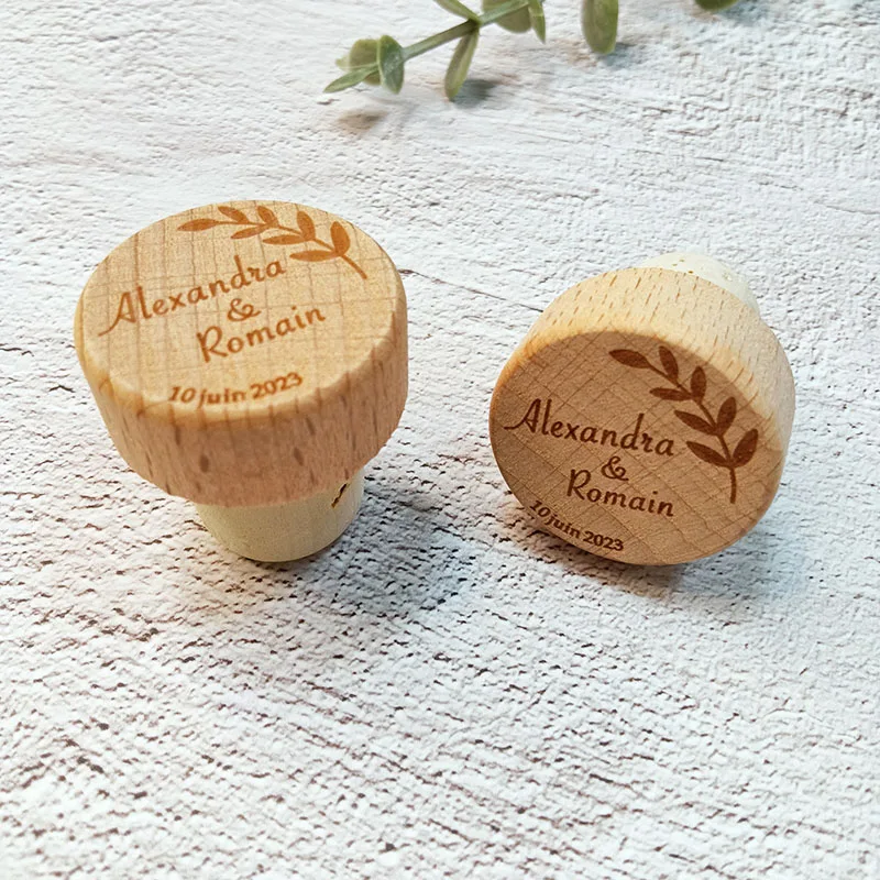 Custom Wine Crok Stoppers for Bottles Personalised Wooden Bottle Stopper Laser Engraved Party Favours For Guest Wedding Favors