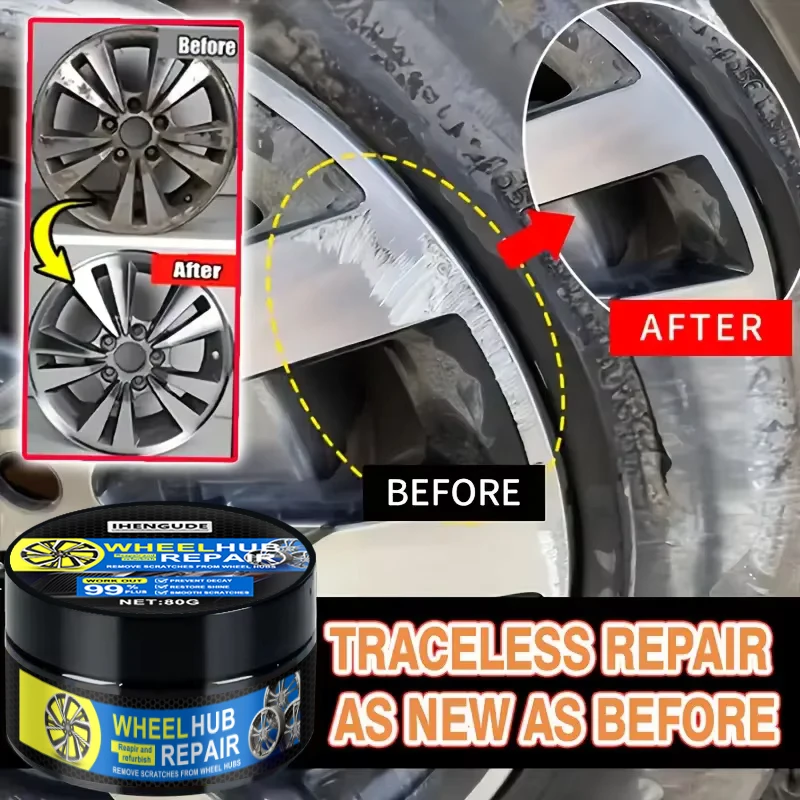 Wheel Cover Repair Kit, Can Remove Oxidation and Scratches from Wheel Covers, Chrome Refurbishment, Fade Restoration, Restores Original Shine, Includes Free Sponge