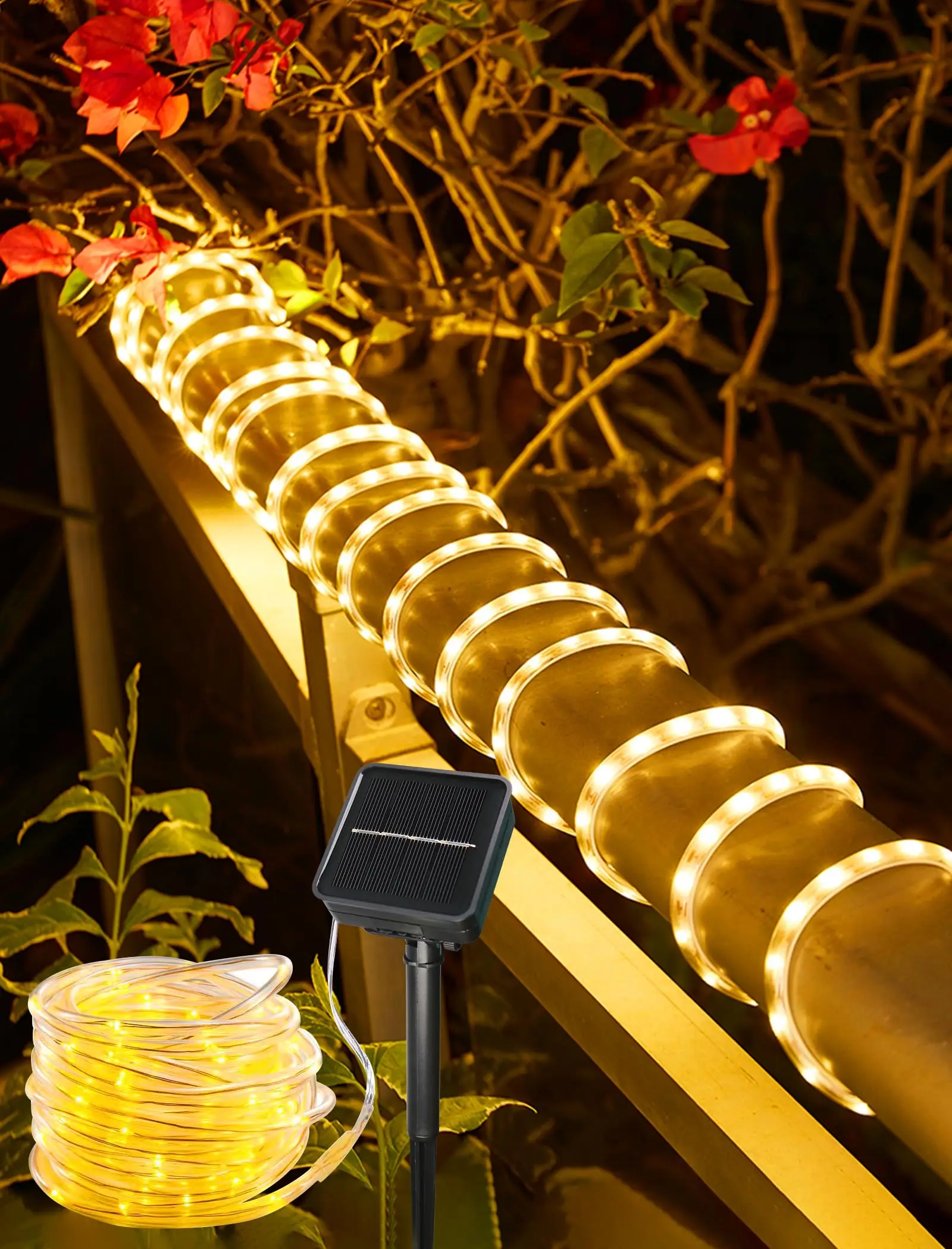 

Solar Outdoor Waterproof Light 50/100/200/300 LED Rope Fairy String for Outside Pool Decor Yard Patio Garden Fence Backyard Tree