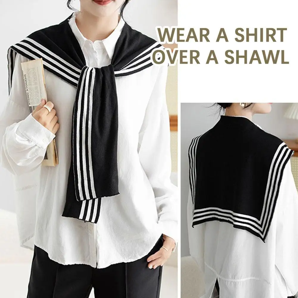 Navy Style Shawl Collar with Fashionable and Versatile Decorative Collar Fake B1A1