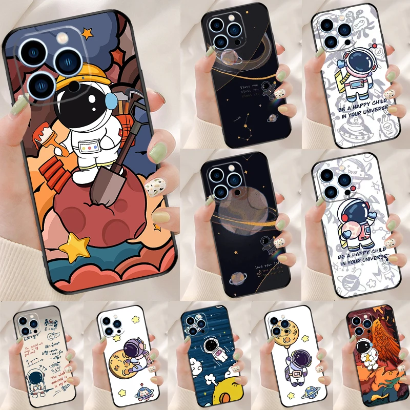 Astronaut Spaceship Phone Case For iPhone 15 14 11 13 Pro 12 Pro X XR XS Max Plus Protection Back Case Cover