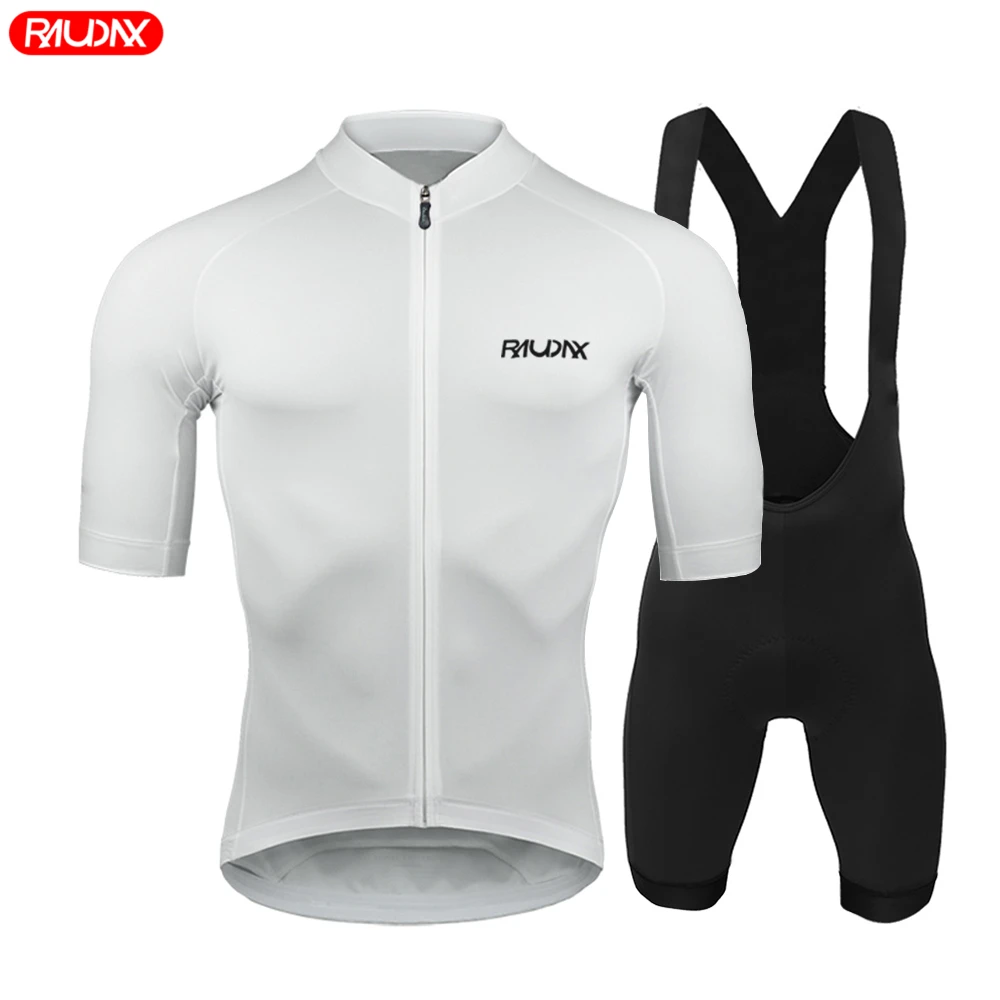 Raudax Team 2024 Mannen Zomer Korte Mouw Wielertrui Set MTB Maillot Ropa Ciclismo Fietskleding Ademende Fietskleding