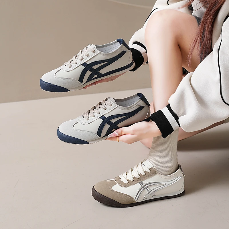 Baskets de sport rétro pour femmes, à lacets, rayées, légères, à semelle souple, décontractées, pour la marche quotidienne, chaussures tendance. 1