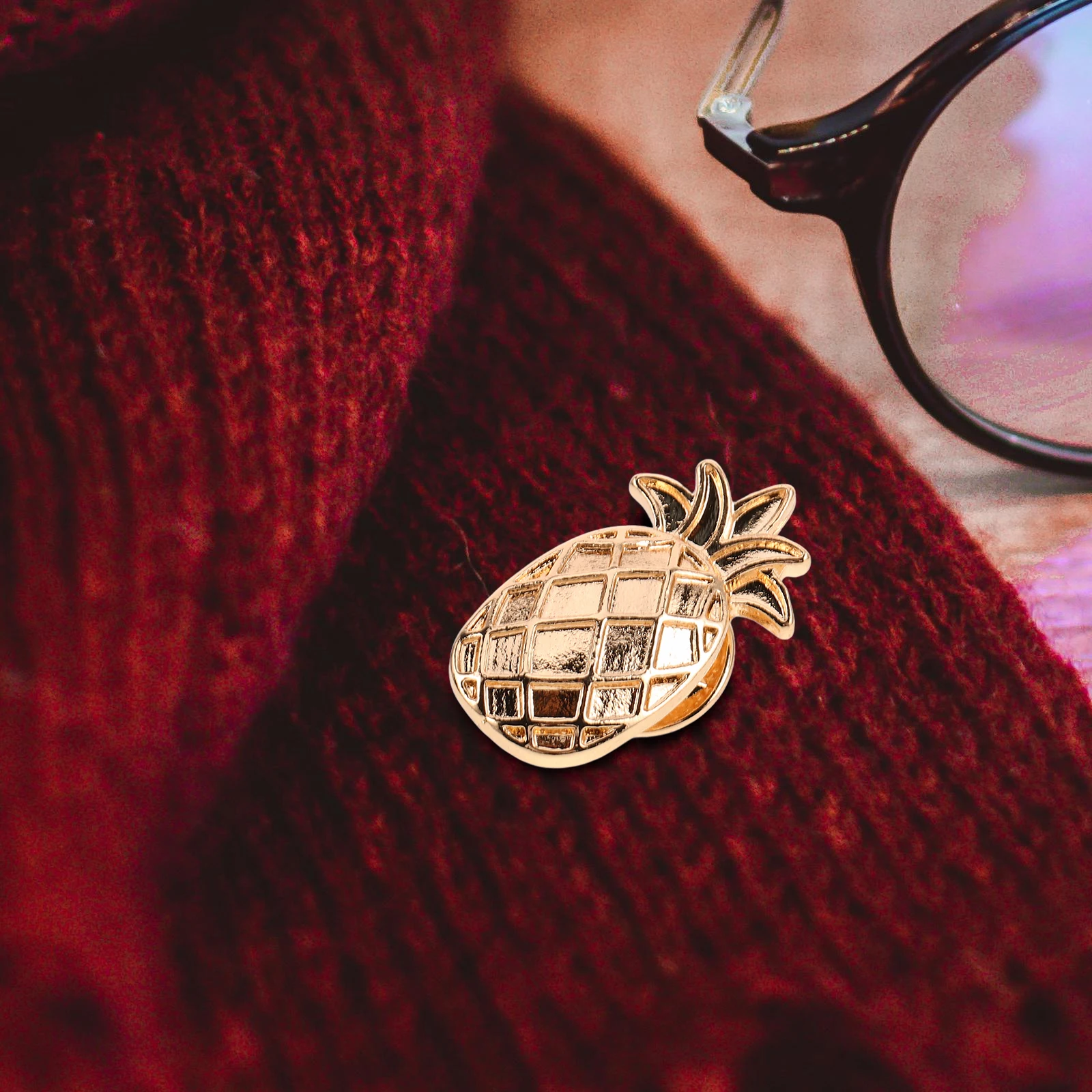 

2pcs Cartoon Pineapple Brooch Pins Zinc Alloy Lightweight Lapel Pin For Hats Scarves Jackets Sweaters Cardigans Suit Coat Dress