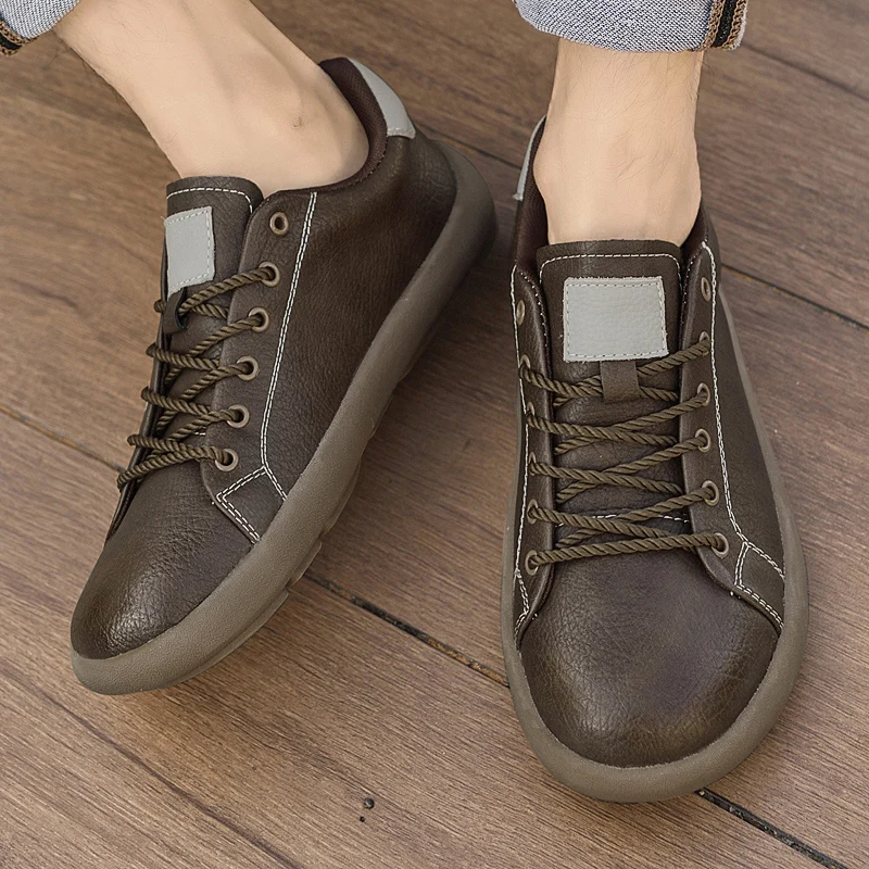 

Outdoor Spring Breathable Lace Up Anti Slip Sports Leather Shoes Brand Fashion New Mens Comfortable Cowhide Casual Leather Shoes