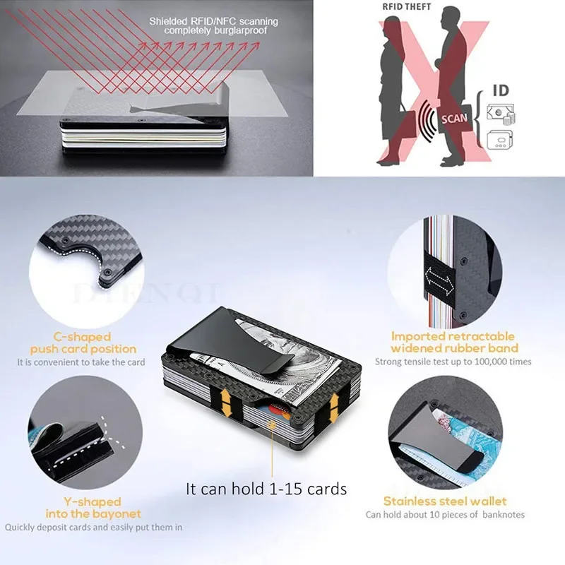 محفظة صغيرة الحجم بجيب أمامي RFID للرجال - محفظة عصرية صغيرة رفيعة 2025 - محفظة معدنية مع مشبك نقود للجنسين