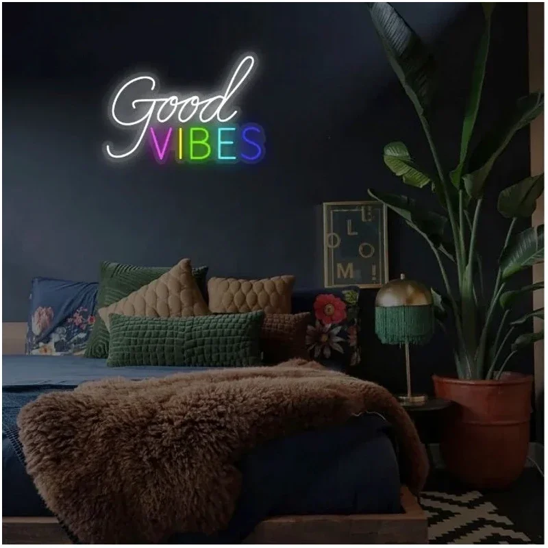 Good Vibes Only Neon Sign Party Decoration Custom Birthday Neon Signs Gifts Personalize Room Decor Bedroom Neon Lights Led Wall