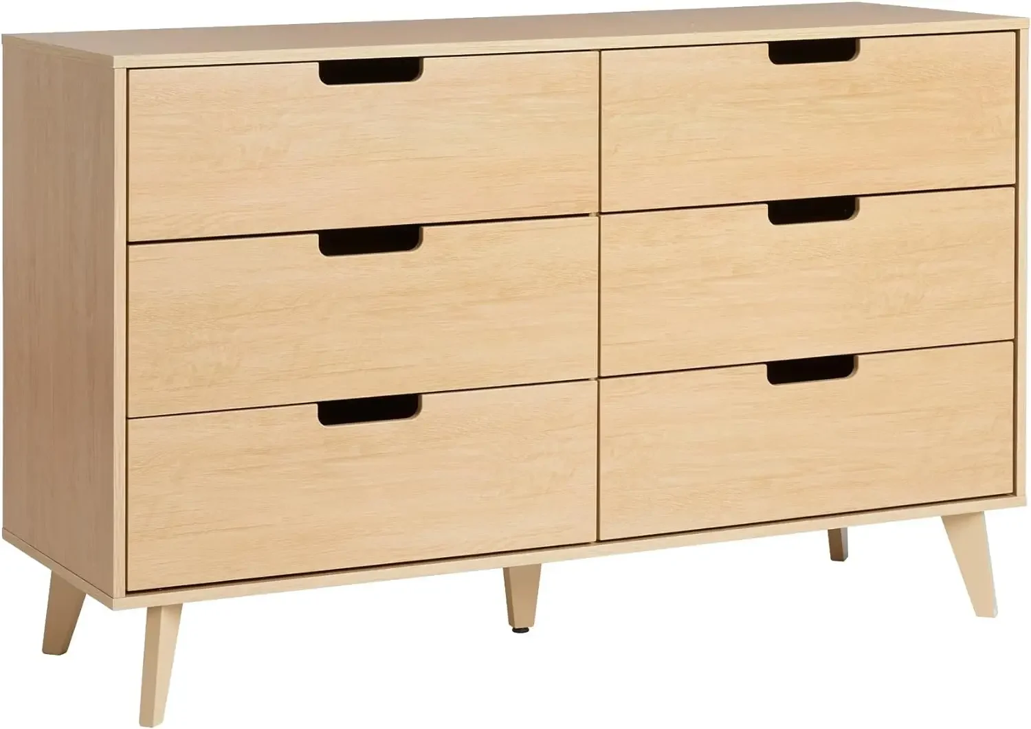 

Walker Edison Modern 6 Drawer Dresser with Cut-Out Handles and Tapered Legs, 52 Inch, Riviera