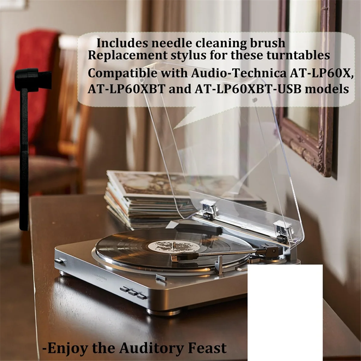 ビニールレコードプレーヤー針交換スタイラス、AT-LP60ターンテーブル蓄音機用アタッチメント、プラテンスペラーレコードプレーヤー、atn3600l、1個