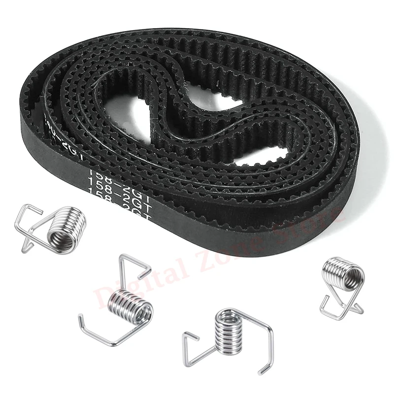 

7Pcs 2GT Timing Belt 6mm Width Closed Loop Rubber Belt 100mm 110mm 112mm 122mm 124mm 140mm 158mm 2GTwith 4Pcs Locking Springs