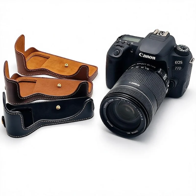 77D Half PU Leather Camera Case Bag Grip Cover for Canon EOS 800D T7i 850D T8i