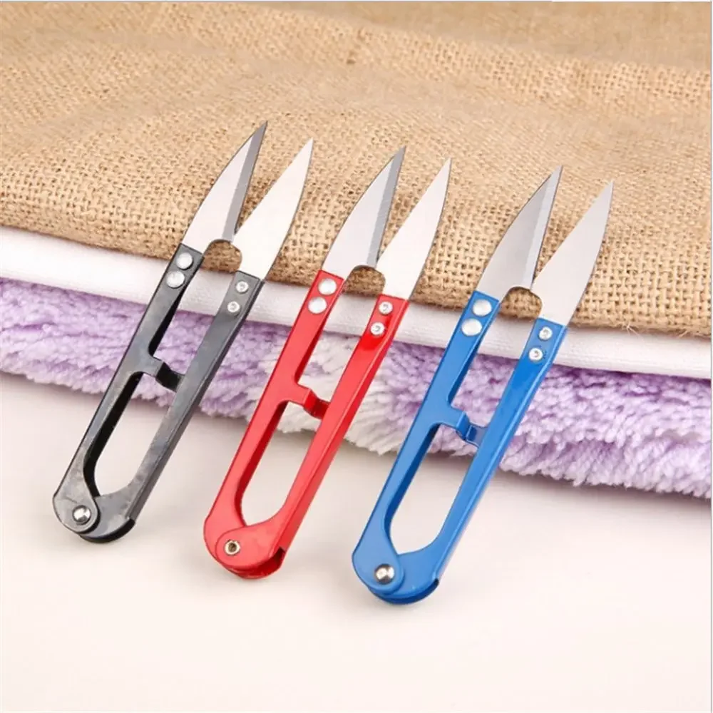 1pcs High Carbon Steel Shear Fish Line Scissors 15g/10.5cm U-shaped Fishing Line Scissors Outdoor Sports Wholesale Random Color