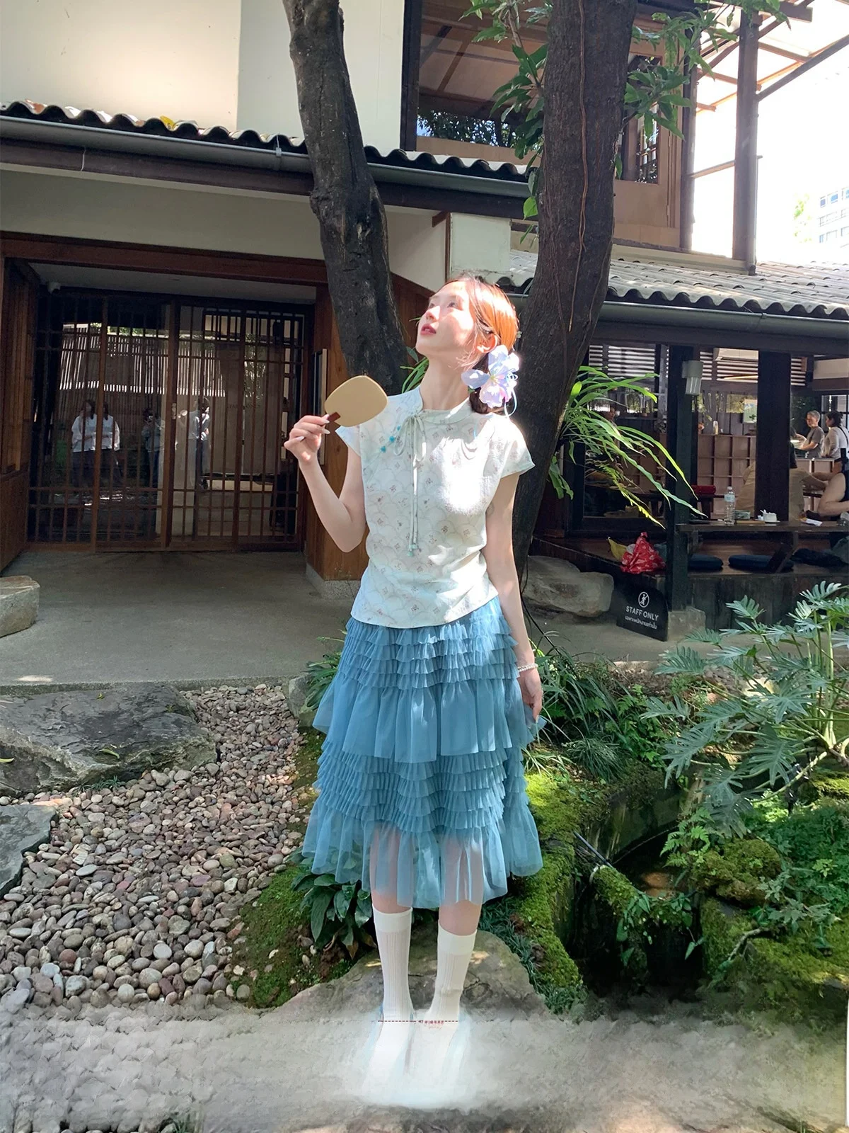 

Mucha Wooden Tea Cloud Ridge Qing Sha Improved National Style Short Sleeve Top Mesh Half Skirt Summer Set Lightweight Casual ...