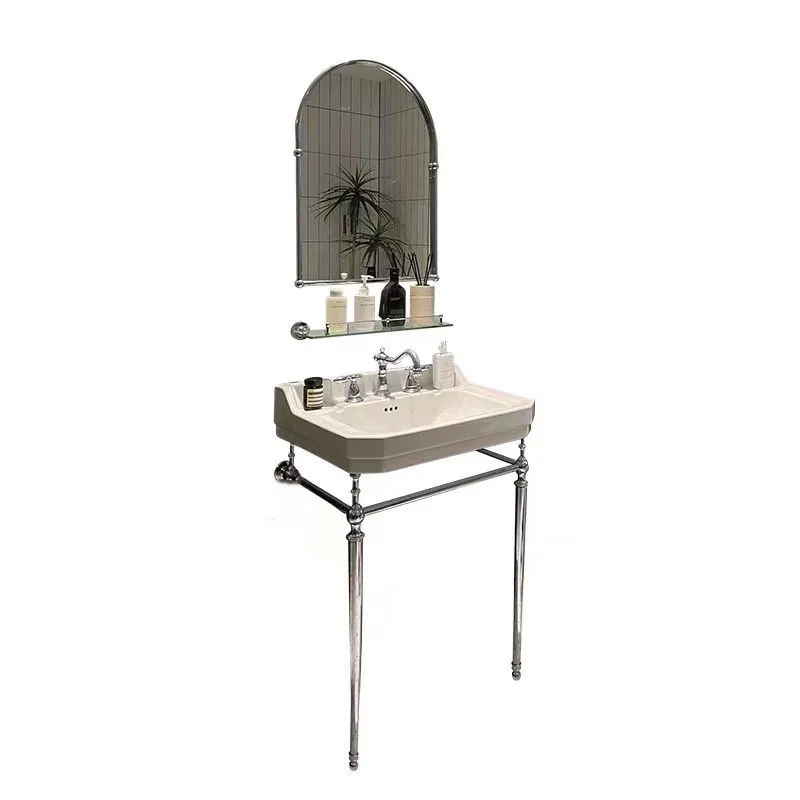 Floor-to-ceiling wash basin Brass bracket Gold bathroom Balcony wash basin